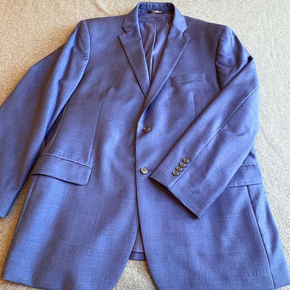 Jos A Bank Traveler Mens 48 Long Blue Wool Glen Check Blazer Sport Coat
